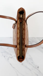 COACH Signature Zip City Tote Bag F36185 Brown / Khaki ~ EXCELLENT