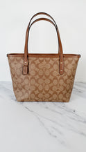 Load image into Gallery viewer, Coach Mini City Zip Top Tote Bag in Brown Signature Coated Canvas  - Handbag Coach 29500
