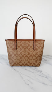 Coach Mini City Zip Top Tote Bag in Brown Signature Coated Canvas  - Handbag Coach 29500