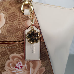 Coach Prairie Satchel in Colorblock Chalk & Signature Rose with Special Tea Rose Charm Detail