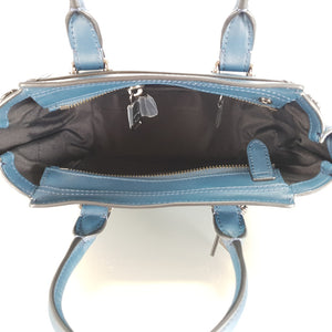 Coach Swagger 21 Mineral Blue Teal Tea Rose Rivets Chain Handbag 59088