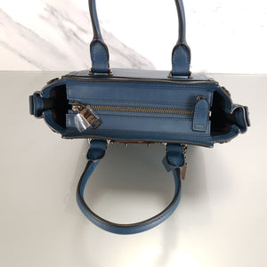 Coach Swagger 21 Mineral Blue Teal Tea Rose Rivets Chain Handbag 59088