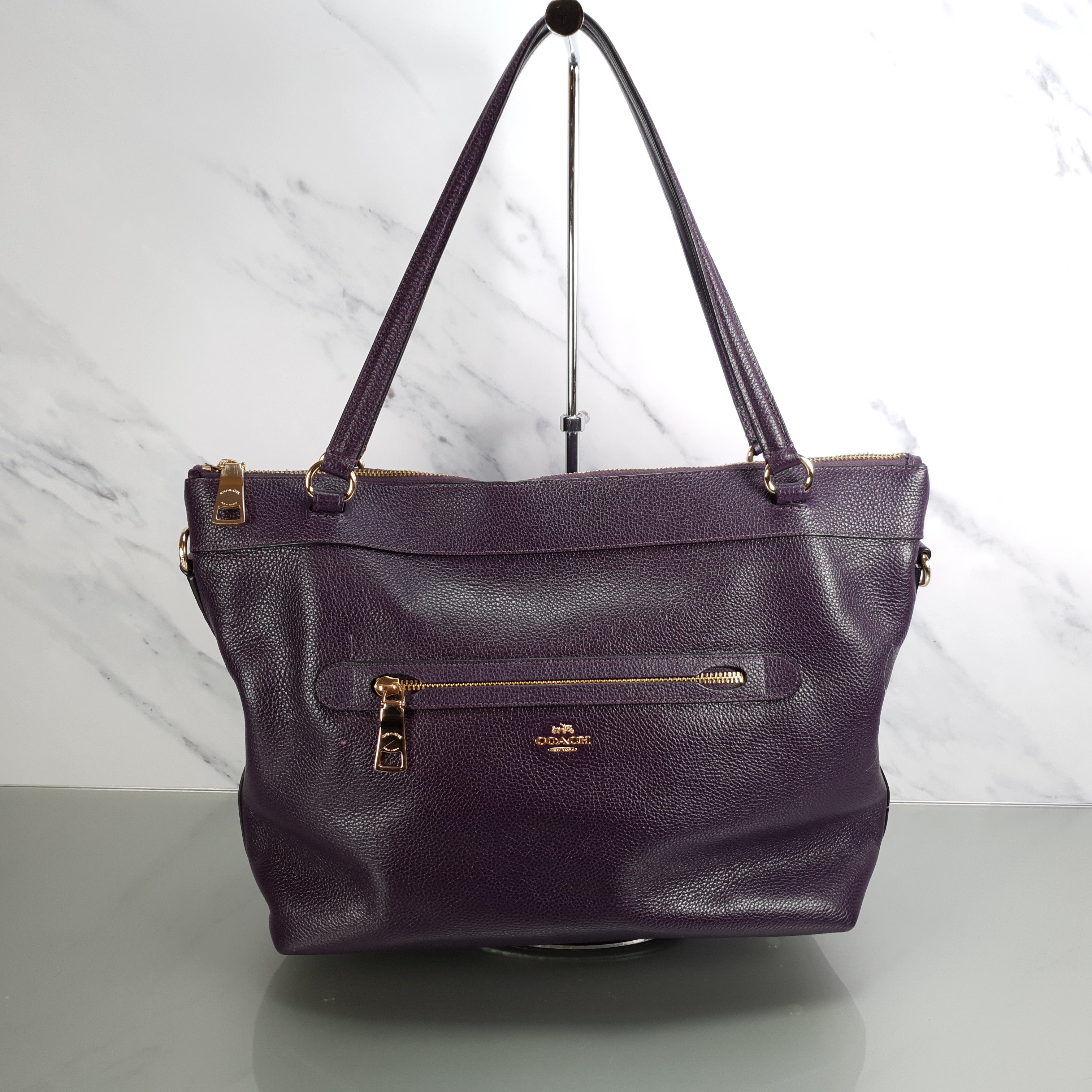 Coach Tyler Zip Tote Bag in Purple Pebble Leather – Essex Fashion