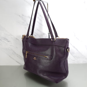 F54687 Coach Tyler zip top tote purple handbag