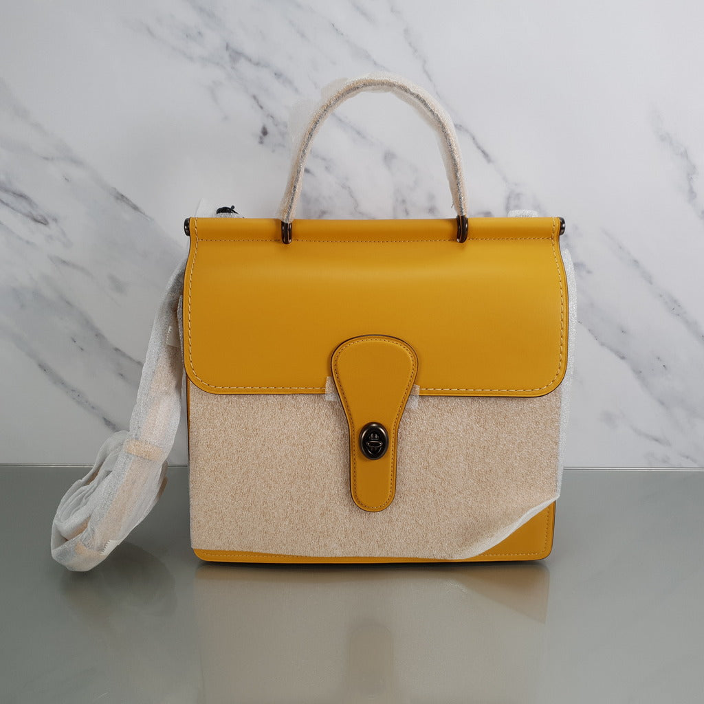 Coach Originals Willis Station Bag in Maize Yellow Smooth Glovetanned Leather Tophandle 35580