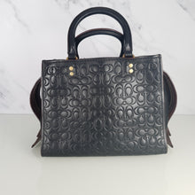 Load image into Gallery viewer, Coach Rogue 25 in Black Signature Embossed Leather with Floral Bow Lining 26839
