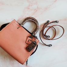 Load image into Gallery viewer, Coach 1941 Rogue 25 in Melon with Snakeskin Handles - Shoulder Bag Handbag in Pebble Leather Pink Salmon Peach 59235
