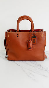 Coach 1941 Rogue 31 Bag in Saddle Brown Pebble Leather & Wine Burgundy Suede Lining Coach 38124¨