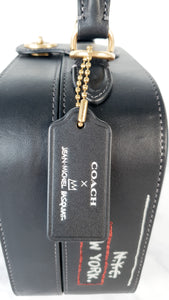 Coach x Jean-Michel Basquiat Square Bag with Banana artwork - Smooth Black Leather Crossbody Bag Handbag Coach 6898