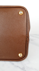 Large Prada Double Tote Saffiano Cuir Cacao Brown Handbag - Nappa Leather Lining 