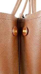 Large Prada Double Tote Saffiano Cuir Cacao Brown Handbag - Nappa Leather Lining 