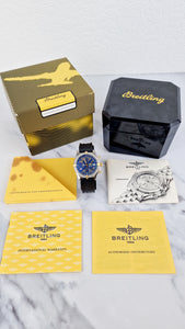 Breitling Chronomat Two Tone 18K Yellow Gold Stainless Steel Blue Face Dial with Diamond Bezel Chronograph Arabic Numbers B13050.1