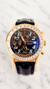 Breitling Eclipse Montbrilliant 18K Yellow Rose Gold Watch Moonphase Chronograph Full Set Box & PapersH43330