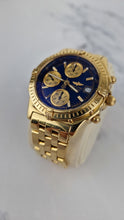 Load image into Gallery viewer, Breitling Chronomat 18K Yellow Gold 40mm Blue Dial RARE Watch FULL SET Box &amp; Papers K13350
