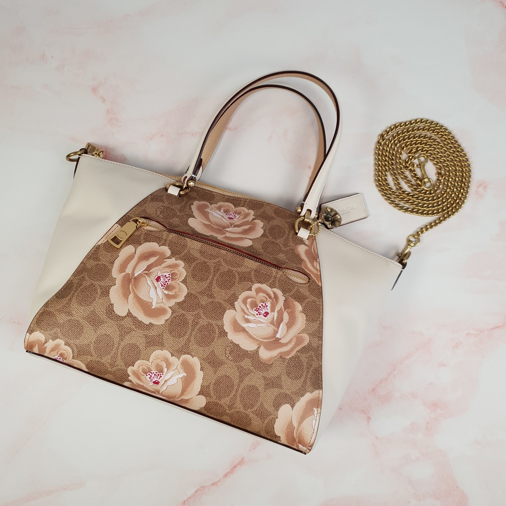 Coach Prairie Satchel in Colorblock Chalk & Signature Rose with Specia ...
