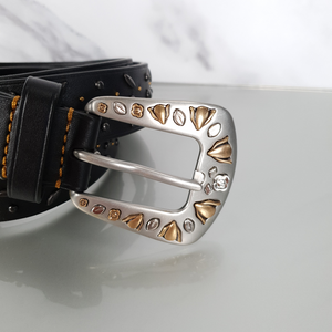 Coach 1941 Anniversary Belt in Black Leather with Prairie Rivets LIMITED EDITION