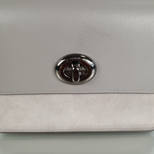 Load image into Gallery viewer, Coach Bowery Grey Mixed Leathers SMooth and Suede Turnlock
