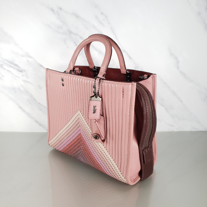 Coach 1941 Rogue 31 Dusty Rose Quilting & Rivets Chevrons Ombre