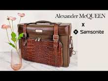 Load and play video in Gallery viewer, Alexander McQueen x Samsonite Travel Bag Carry-on Luggage with Croc Embossed Brown Leather and Shoulder Strap
