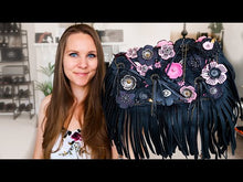 Load and play video in Gallery viewer, Rare Coach 1941 Dinky with Wild Tea Rose Fringe in Black and Pink
