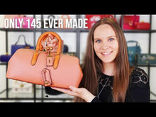 Load and play video in Gallery viewer, RARE Coach 1941 Kisslock Satchel 38 Frame Bag in Colorblock Melon &amp; Orange Tan - Limited Edition Crossbody Handbag - Coach 21818
